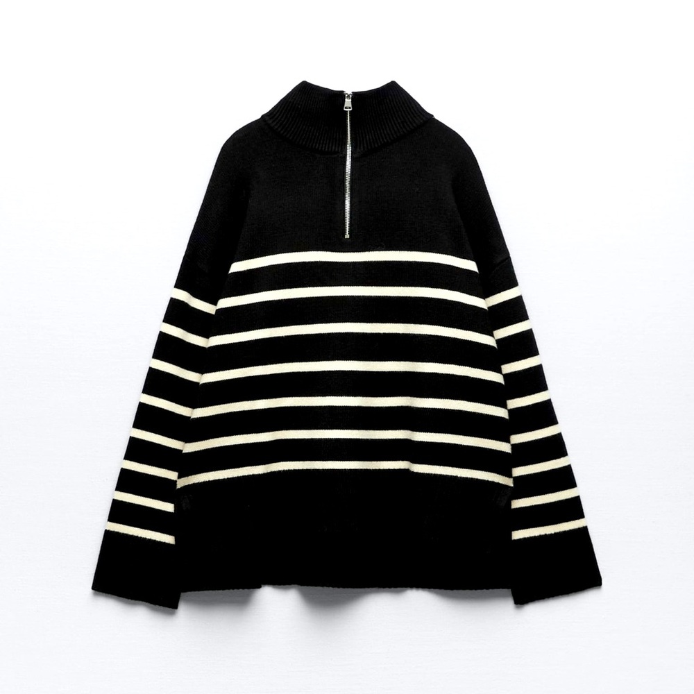 [ZARA] ZIP STRIPPED SWEATER - size S